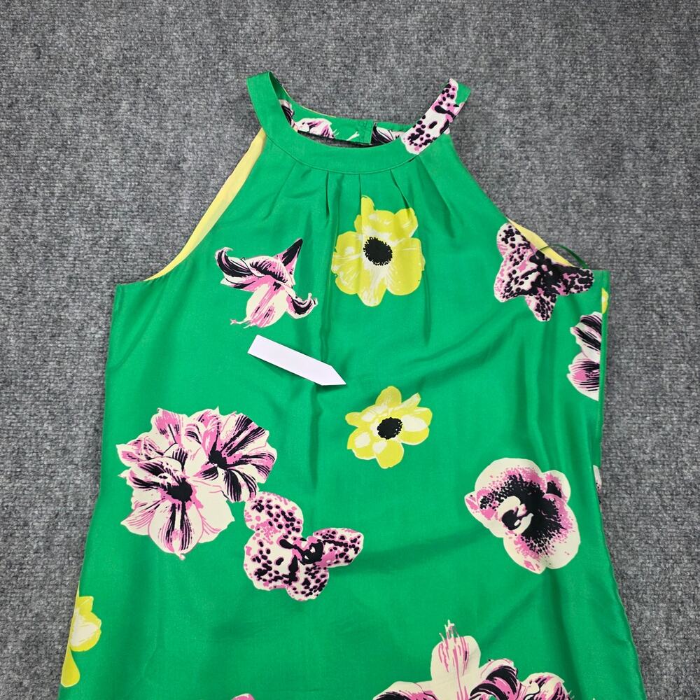 J Crew Dress Womens 2 Green Floral Silk Sleeveless Shift Tropical Coastal Chic - Picture 14 of 16